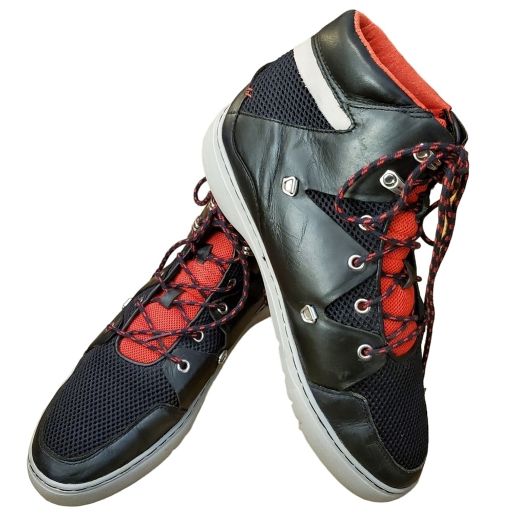 Creative Recreaction Spero High-Top Leather Sneakers in Navy Black Red (Sz 11)